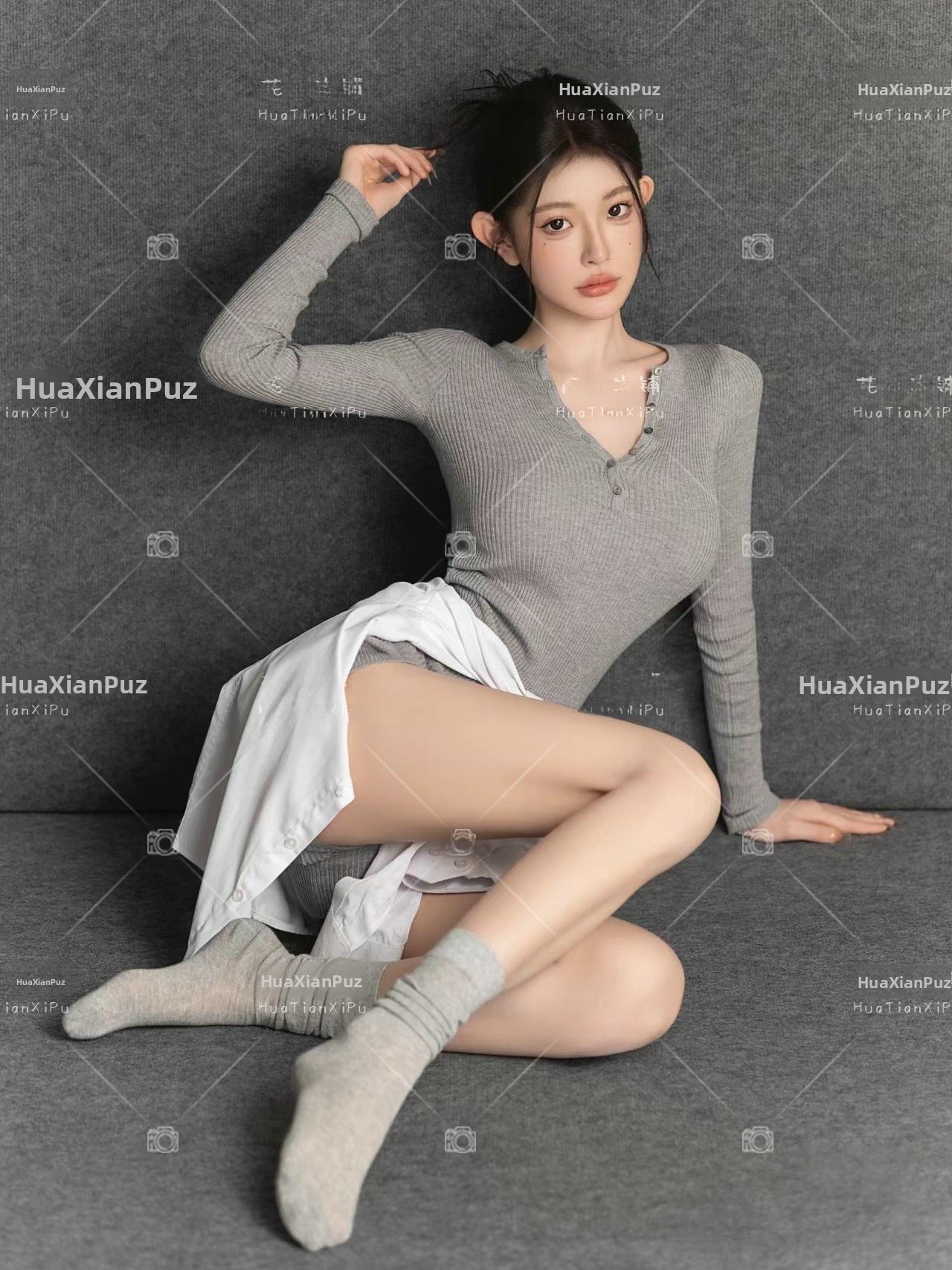 Pull gris tout-en-un style cor - Photography Studio avis et prix