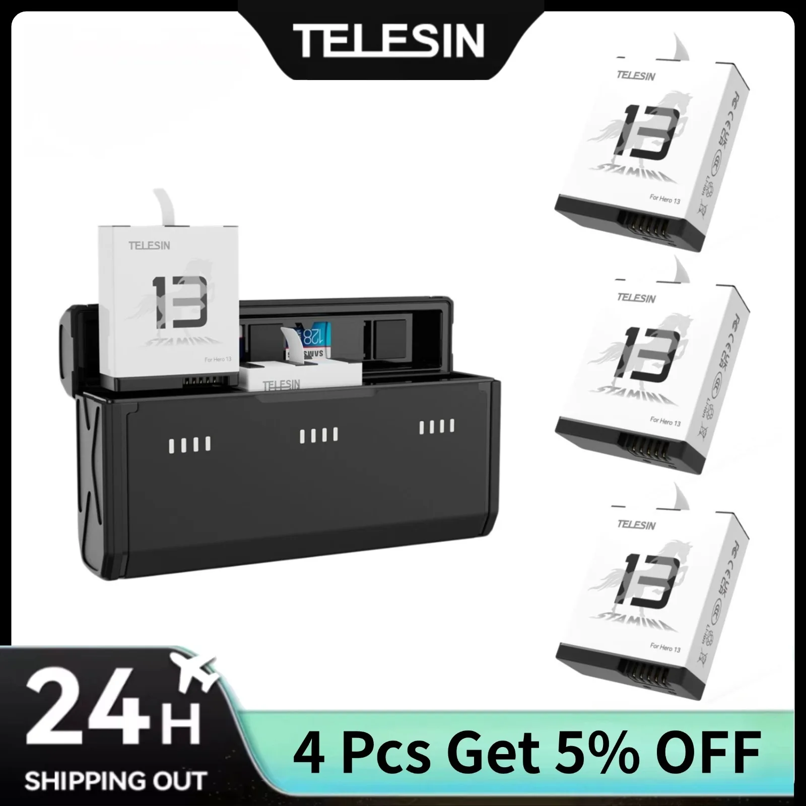 TELESIN – boîtier de charge ra - Gopro Action Camera Hero 11 Black avis et prix